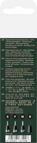 Faber-Castell Art & Graphic Pitt Artist Pen India Ink Pen, Black, Wallet Of 4, For Art, Craft, Drawing, Sketching, Home, School, University, Colouring