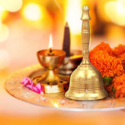 Shubhkart Nitya GOL Ghanti for Pooja & Rituals | Pure Brass Bell for House & Temple Prayers | Puja Mandir Bell for Arti | Puja Essentials for Home Mandir | Traditional Pooja Item – 9.5 cm, 110g