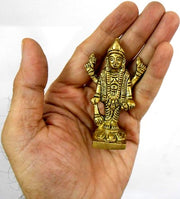 Crafts of India Lord Vishnu Small Brass Statue - Divine Décor, 3-inch Handcrafted Hindu Sculpture for Home Altar and Spiritual Spaces