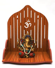 Kalakriti MDF Wooden Temple |Indian Pooja Mandir for Home and Office| Wall Mounted Temple Hindu Gift| Puja Stand with Om Leaf