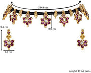 Aheli Beautiful Wedding Wear Indian Laxmi Goddess Faux Stone Studded Floral Design Crafted Necklace Earrings Set Ethnic Fashion Jewelry for Women