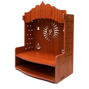 Kalakriti MDF Wooden Temple |Indian Pooja Mandir for Home and Office| Wall Mounted Temple Hindu Gift| Puja Stand with Om Leaf