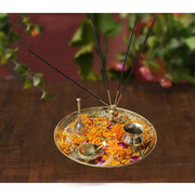 BRACOP® Brass Pooja Thali Indian Aarti Thali Pooja Samagri Decorative Plate Puja Thali Religious Items Home Temple Accessories Round Shape Serving Platters Gifts Set Of 5 Pcs Diwali Gifts