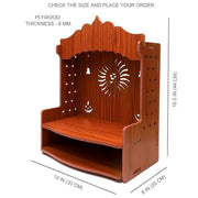 Kalakriti MDF Wooden Temple |Indian Pooja Mandir for Home and Office| Wall Mounted Temple Hindu Gift| Puja Stand with Om Leaf