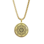 EUEAVAN Mandala Om Aum Ohm Men's Necklace Sanskrit Symbol Om Aum Ohm Spiritual Amulet Indian Lotus Mandala Yoga Pendant Religious Jewelry Men