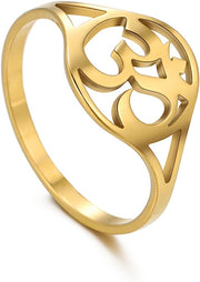 Aum Om Ohnom Ring for Women Men Stainless Steel Sanskrit Symbol Om Ring Indian Spiritual Jewelry Meditation Gift