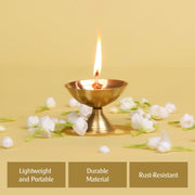 Shubhkart Handmade Solid Brass Indian Oil Lamp Pyali Diya for Puja & Other Religious Rituals | Home Décor, Office & Temples | Festive Gifts (Large)