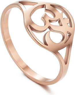 Aum Om Ohnom Ring for Women Men Stainless Steel Sanskrit Symbol Om Ring Indian Spiritual Jewelry Meditation Gift