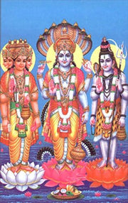 Crafts of India The Trio - Brahma, Vishnu, Mahesh/Hindu God Postcard -reprint on paper (Size 5