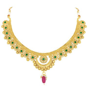 Aheli Wedding Wear Gold Tone Goddess Engraved on Coin Long Necklace Set South Indian Traditional Bollywood Fashion Jewelry Set for Women