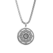 EUEAVAN Mandala Om Aum Ohm Men's Necklace Sanskrit Symbol Om Aum Ohm Spiritual Amulet Indian Lotus Mandala Yoga Pendant Religious Jewelry Men
