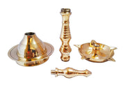 Crafts of India Brass Kerala Samai Standing Deepak for Puja - Traditional Oil Lamp Diya Indian Engraved Deep Diwali Deepawali Kutthu Vilakku Pooja Return Gift Item [5 inch, Set of 1]