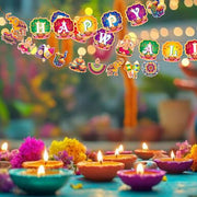 Happy Diwali Banners Hanging Decorations Deepavali Pennants Backdrop Indian Festival of Lights Photo Props Hindu Party Banner Garlands for Home Diwali Party Supplies