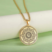 EUEAVAN Mandala Om Aum Ohm Men's Necklace Sanskrit Symbol Om Aum Ohm Spiritual Amulet Indian Lotus Mandala Yoga Pendant Religious Jewelry Men