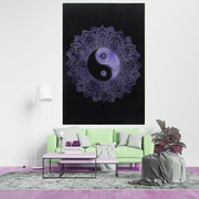 AVA Collections Tapestry Multicoloured Wall Hanging Psychedelic Tapestries Indian Cotton Poster Picnic Sheet Wall Decor Blanket Wall Art Hippie Bedroom Décor (Purple, Meditation Yoga)