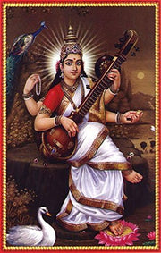 Crafts of India Goddess Saraswati/Hindu Goddess Postcard -reprint on paper (Size 5