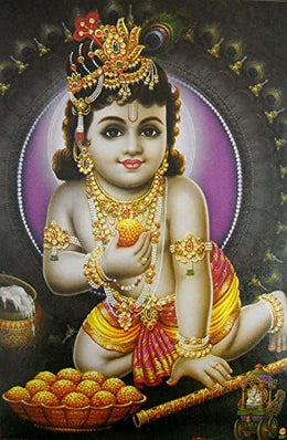 Crafts of India Ladoo Gopal Krishna/Hindu God Poster (Unframed : 10