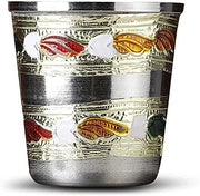 Crafts of India Meenakari Bhog Thali Set for Kanha Thakur ji Indian Hindu God Rituals Puja Plate. Set of 4 Pieces, (Plate, Katori, Glass, Spoon)