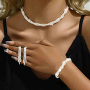 Zoestar Bridal Jewelry Set Rhinestone Necklace 4 Pcs Sparkly Crystal Formal Costume Jewelry Sets for Women