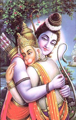 Crafts of India Lord Rama hugging Hanuman/Hindu God Postcard -reprint on paper (Size 5