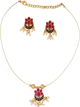 Traditional Indian Necklace Set, Gold-Plated, Onam Kerala