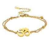 UNIFT Aum Om Ohm Sanskrit Symbol Bracelet For Women,Hindu Spiritual Harmony Amulet Stainless Steel Yoga Charm Cuff Bracelet Jewelry Accessory