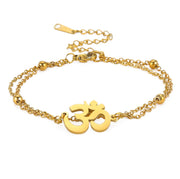 UNIFT Aum Om Ohm Sanskrit Symbol Bracelet For Women,Hindu Spiritual Harmony Amulet Stainless Steel Yoga Charm Cuff Bracelet Jewelry Accessory