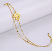 UNIFT Aum Om Ohm Sanskrit Symbol Bracelet For Women,Hindu Spiritual Harmony Amulet Stainless Steel Yoga Charm Cuff Bracelet Jewelry Accessory