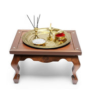 BRACOP® Brass Pooja Thali Indian Aarti Thali Pooja Samagri Decorative Plate Puja Thali Religious Items Home Temple Accessories Round Shape Serving Platters Gifts Set Of 5 Pcs Diwali Gifts