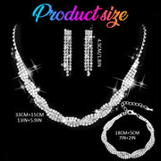 Zoestar Bridal Jewelry Set Rhinestone Necklace 4 Pcs Sparkly Crystal Formal Costume Jewelry Sets for Women