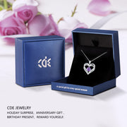 CDE Necklaces for Women Birthstone Pendant, Sterling Silver Love Heart Rose Gold Jewellery Gifts for Mum Her Wife Girlfriend Anniversary Birthday Mothers Day