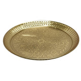 BRACOP® Brass Pooja Thali Indian Aarti Thali Pooja Samagri Decorative Plate Puja Thali Religious Items Home Temple Accessories Round Shape Serving Platters Gifts Set Of 5 Pcs Diwali Gifts