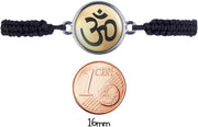 Mylery Bracelet with Om Sign Buddha Hindu Gold Silver or Bronze 16 mm, 16 cm, Glass