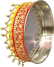 LAKSHMI'S EAGLE Pooja Thali Set Of 7 Pcs Indian Decorative Puja Items Aarti Plate For Temple, Wedding Home Décor Karwachauth Thali Set Brass Tika Thali Diwali Decoration Gifts