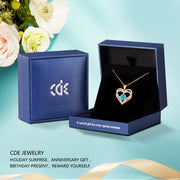 CDE Necklaces for Women Birthstone Pendant, Sterling Silver Love Heart Rose Gold Jewellery Gifts for Mum Her Wife Girlfriend Anniversary Birthday Mothers Day