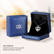 CDE Necklaces for Women Birthstone Pendant, Sterling Silver Love Heart Rose Gold Jewellery Gifts for Mum Her Wife Girlfriend Anniversary Birthday Mothers Day