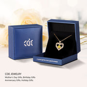 CDE Necklaces for Women Birthstone Pendant, Sterling Silver Love Heart Rose Gold Jewellery Gifts for Mum Her Wife Girlfriend Anniversary Birthday Mothers Day