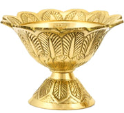 Handmade Brass Lotus Akand Diya - Traditional Indian Festive Diwali Pooja Lamp & Home Temple Decoration - Engraved Golden Oil Lamp - Perfect for Thanksgiving - Pack of 2 (2.50 INCH)