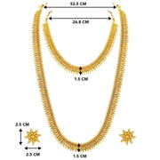 Aheli Wedding Wear Gold Tone Goddess Engraved on Coin Long Necklace Set South Indian Traditional Bollywood Fashion Jewelry Set for Women