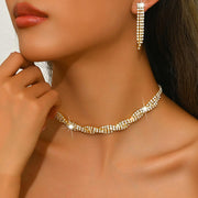 Zoestar Bridal Jewelry Set Rhinestone Necklace 4 Pcs Sparkly Crystal Formal Costume Jewelry Sets for Women