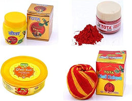 TOTA Pooja Set of Ghee Cotton Wicks | Roli Kumkum | Moli Kalawa - Indian Puja Items for Home - Pack of 3
