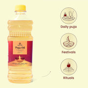 Satvik 450ml Pure Puja Oil for Diya | Smokeless Til Oil for Aarti & Festivals | Handmade Sesame for Deepam | Daily Puja & Hawan Essentials | Available in 450ml & 900ml