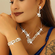 Zoestar Crystal Bridal Wedding Jewelry Set Rhinestone Necklace Earrings Sets Formal Costume Jewelry for Women and Brides