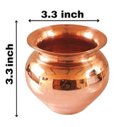 NAISHA Indian 100% Copper Kalash, Lota for Puja Wedding Purpose Temple Decoration 500 ML (10 CM, Height)