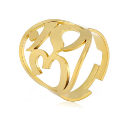 Om Ring for Women Men Stainless Steel Indian Sanskrit Symbol Aum Om Ohm Opening Ring Meditation Jewelry Gift