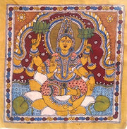 Crafts of India Blessing Goddess Lakshmi on Lotus Hindu Indian Kalamkari Painting- 22