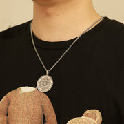 EUEAVAN Mandala Om Aum Ohm Men's Necklace Sanskrit Symbol Om Aum Ohm Spiritual Amulet Indian Lotus Mandala Yoga Pendant Religious Jewelry Men