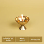 Shubhkart Handmade Solid Brass Indian Oil Lamp Pyali Diya for Puja & Other Religious Rituals | Home Décor, Office & Temples | Festive Gifts (Large)