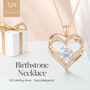 CDE Necklaces for Women Birthstone Pendant, Sterling Silver Love Heart Rose Gold Jewellery Gifts for Mum Her Wife Girlfriend Anniversary Birthday Mothers Day
