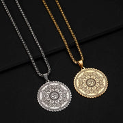 EUEAVAN Mandala Om Aum Ohm Men's Necklace Sanskrit Symbol Om Aum Ohm Spiritual Amulet Indian Lotus Mandala Yoga Pendant Religious Jewelry Men